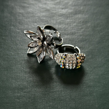 Pair Of Adjustable Costume Jewelry Rings