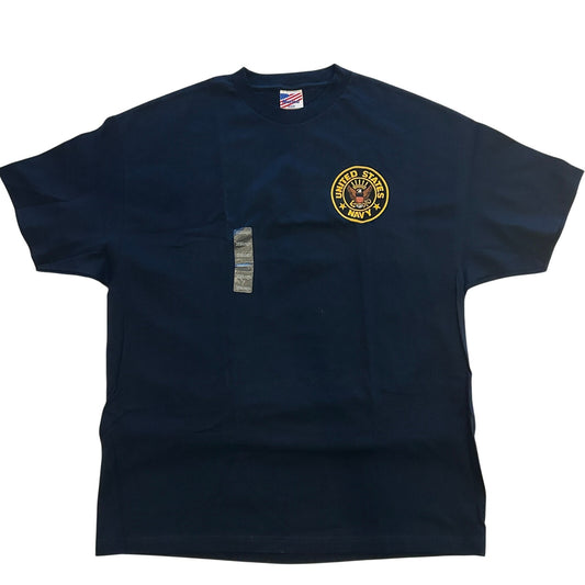 United States Navy Logo T-Shirt, 2XL, Two-Sided USA Flag Graphic, NWT