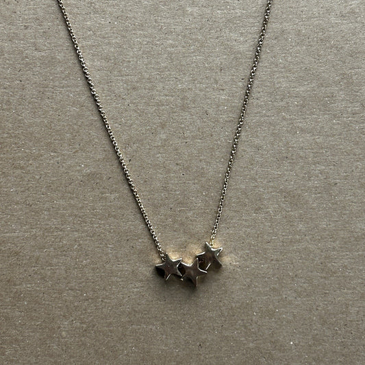 Gold Tone Star Charm Pendant Necklace, Adjustable Cable Chain, Lobster Closure