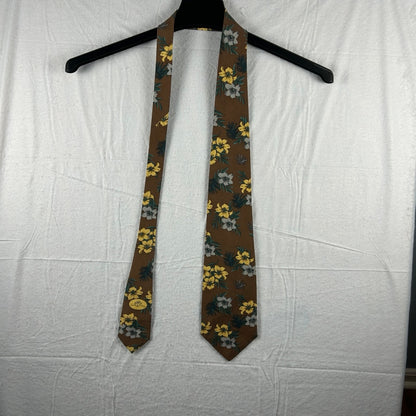 Tommy Bahama 100% Silk Men’s Tie – Brown Tropical Floral Print – Made in USA