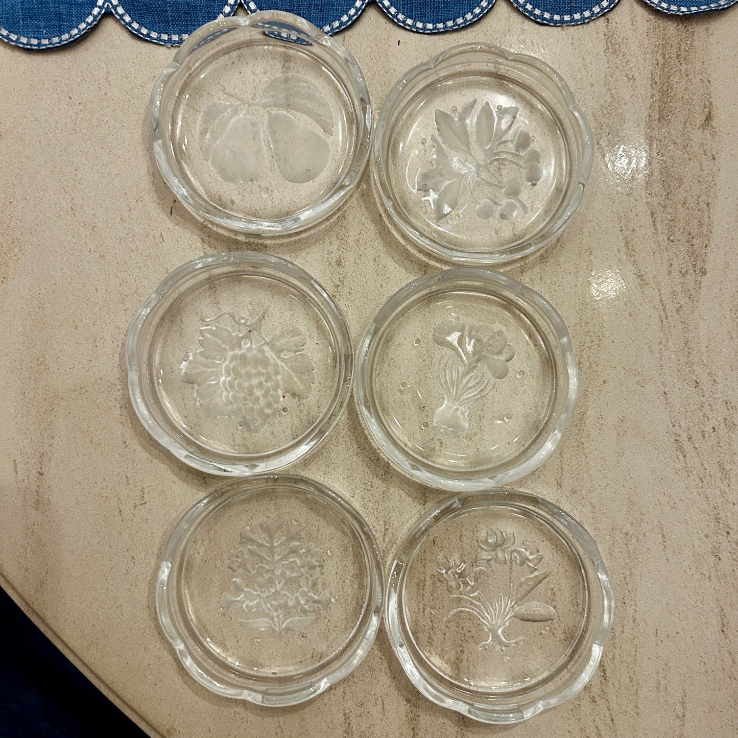 Vintage Hirota Glass Japan Byron Stacking Coasters Set of 6