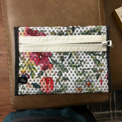 Floral Pouch with Zipper, Soft Mesh from Recycled Materials