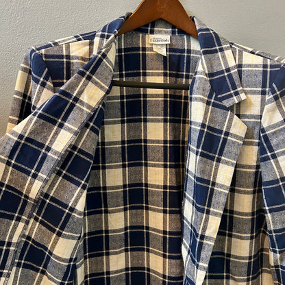 Modern Essentials Women’s Large Plaid Blazer Blue Oversized