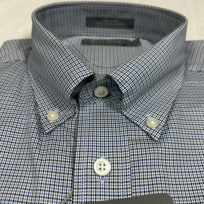 NWT Daniel Cremieux Signature Collection Men's Large Blue Black Houndstooth Shirt