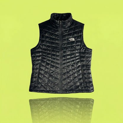 The North Face Women's Large Black Puffer Vest - 700 Down Fill Nuptse Style Winter Shell