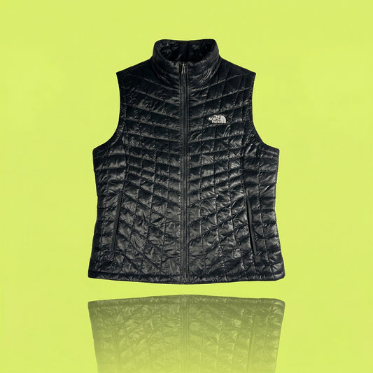 The North Face Women's Large Black Puffer Vest - 700 Down Fill Nuptse Style Winter Shell