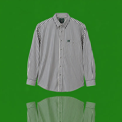 Vintage 90s IZOD Men's Button Down Shirt NWT Navy Cream Olive Stripe Size Large