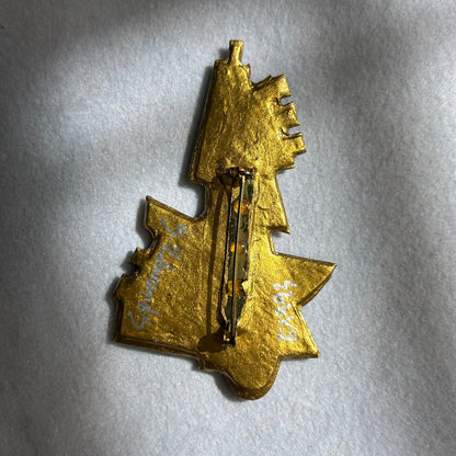 Vintage 1993 Signed S. Edwards Abstract Geometric Art Pin Brooch Contemporary