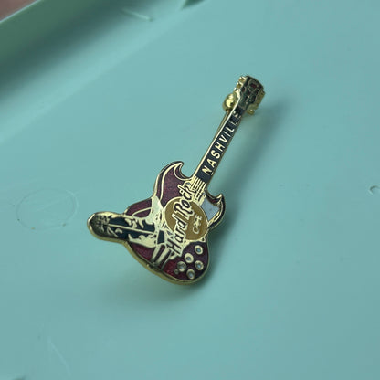 Vintage Hard Rock Cafe Nashville Guitar Pin Brooch Collectible Music Memorabilia