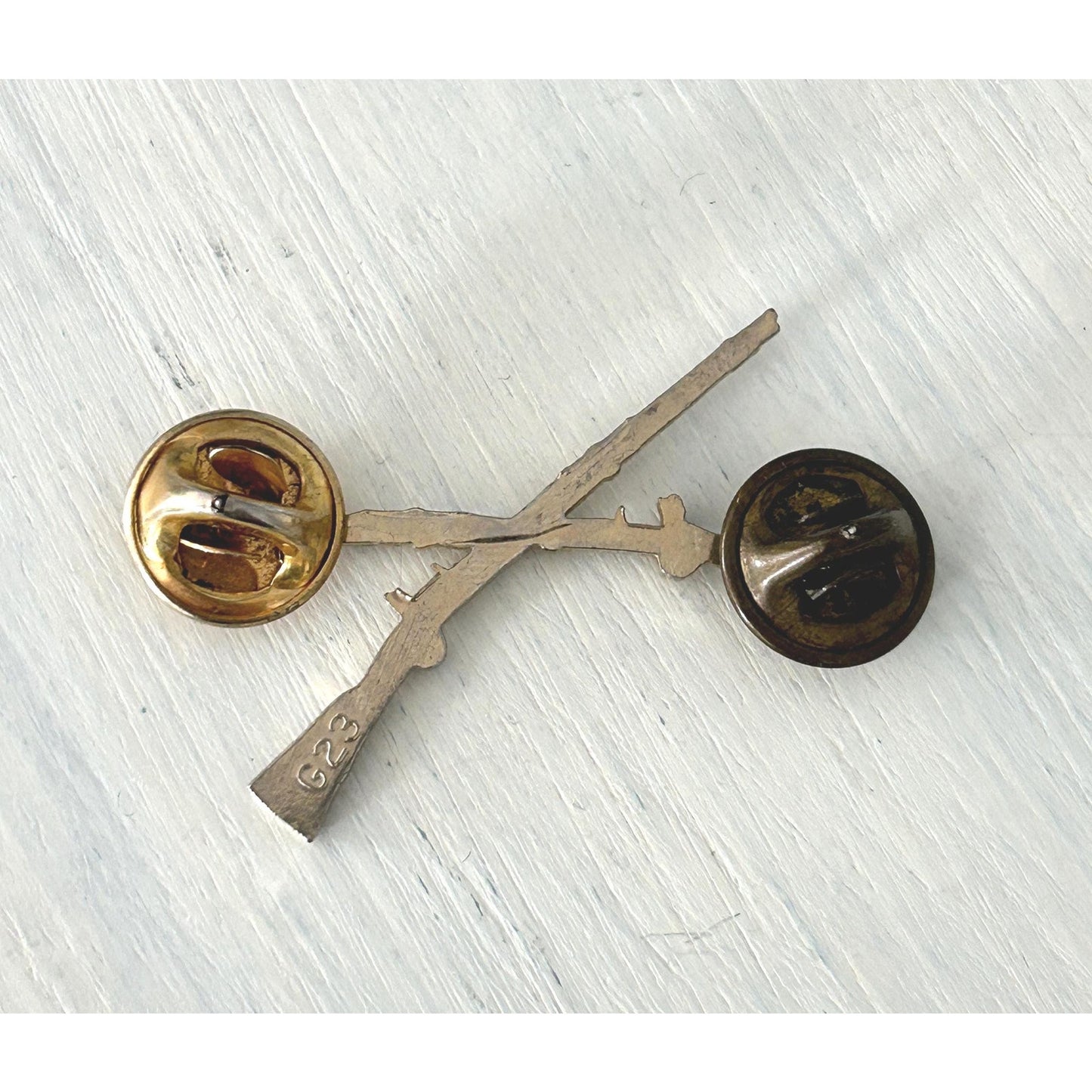 Authentic WWII-Era Crossed Rifles Military Lapel Pin - WWII Era/Post-War - Army