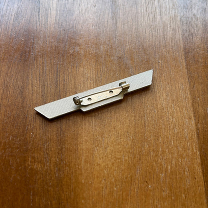 Vintage Art Deco Geometric Bar Brooch | Black Enamel & Gold Tone Swirl Pin