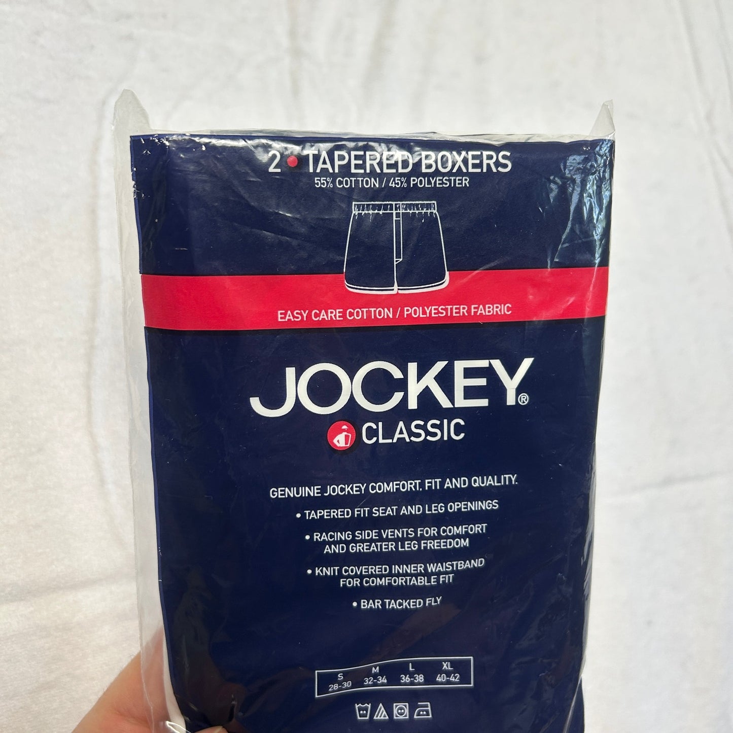 New Vintage Jockey Classic Tapered Boxers, White, 2 Pack, Cotton Blend, Size 34