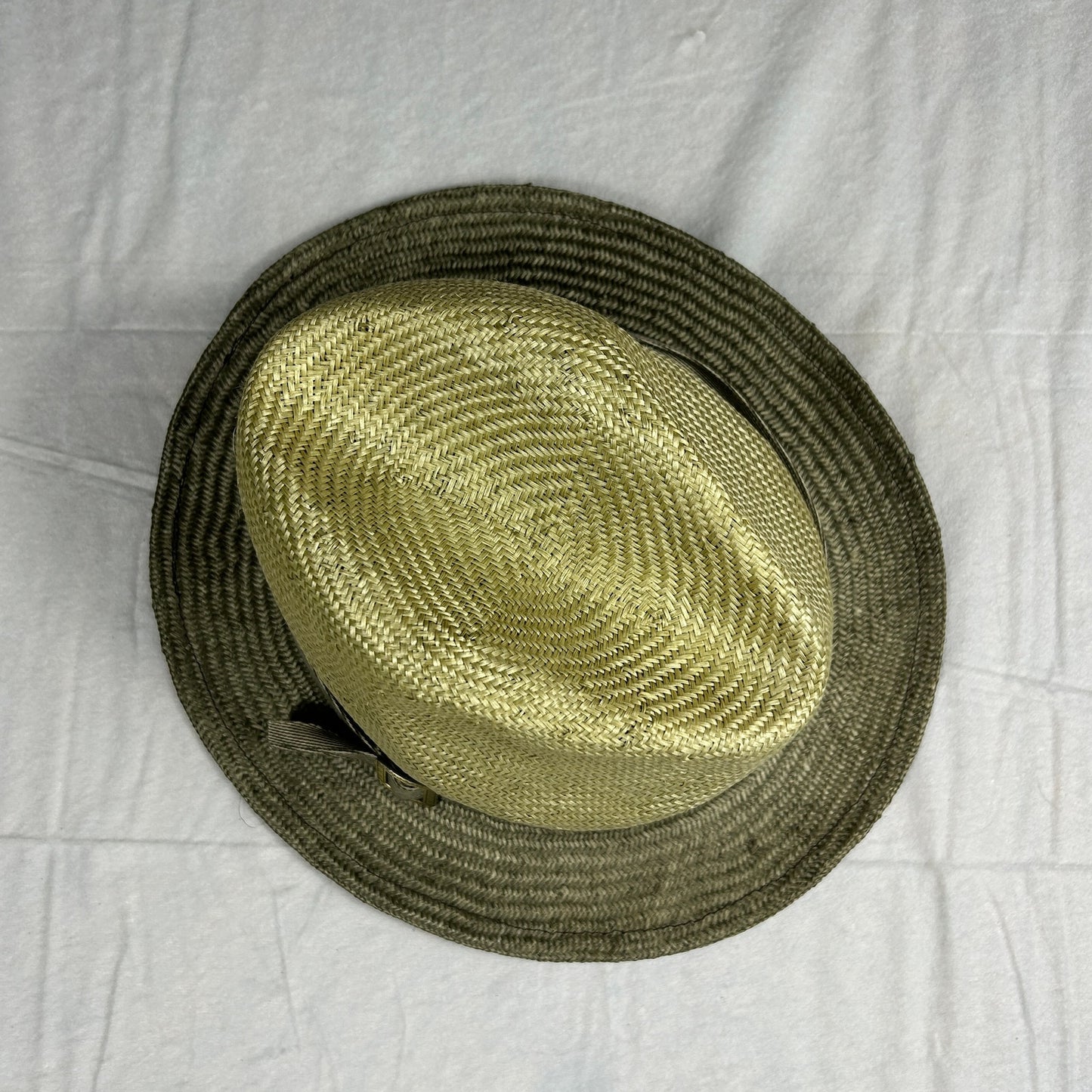 Cha-Cha's House of Ill Repute Straw Fedora Hat - Green & Beige Summer Brim - NYC Custom