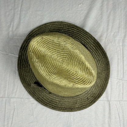 Cha-Cha's House of Ill Repute Straw Fedora Hat - Green & Beige Summer Brim - NYC Custom