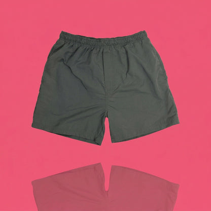 C Rise Retro Men’s Swim Trunks Size Medium | Dark Forest Green Nylon Shorts w/ Liner