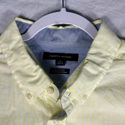 Tommy Hilfiger Men's XL Classic Fit Casual Button Down, Yellow Check Long Sleeve