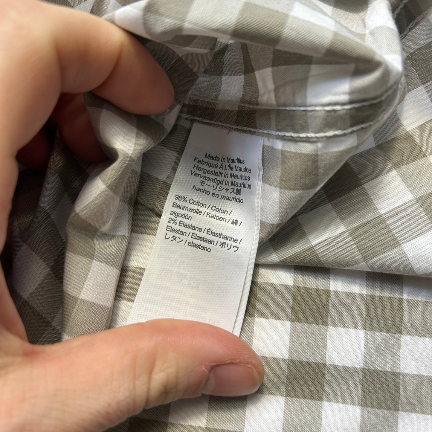 J.CREW Men's Flex Washed Gingham Button Down Shirt - XL Classic Fit - Tan & White