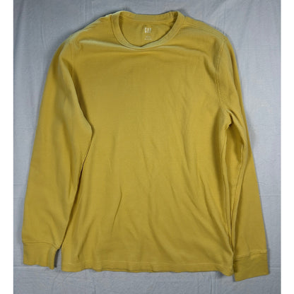Gap Men’s Waffle Knit Thermal Long Sleeve Shirt - Mustard Yellow - Size Large