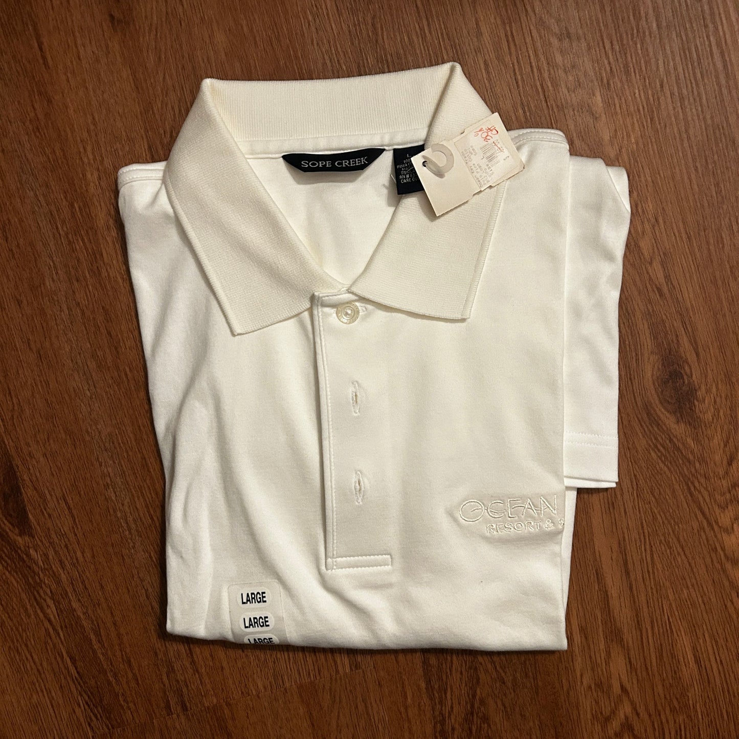NWT Sope Creek Ocean Key Resort & Spa Luxury Pima Cotton Polo - Men’s L - White