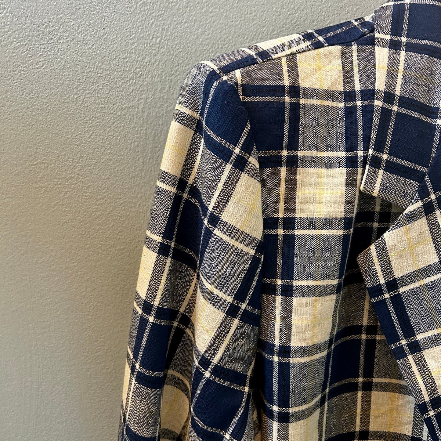 Modern Essentials Women’s Large Plaid Blazer Blue Oversized