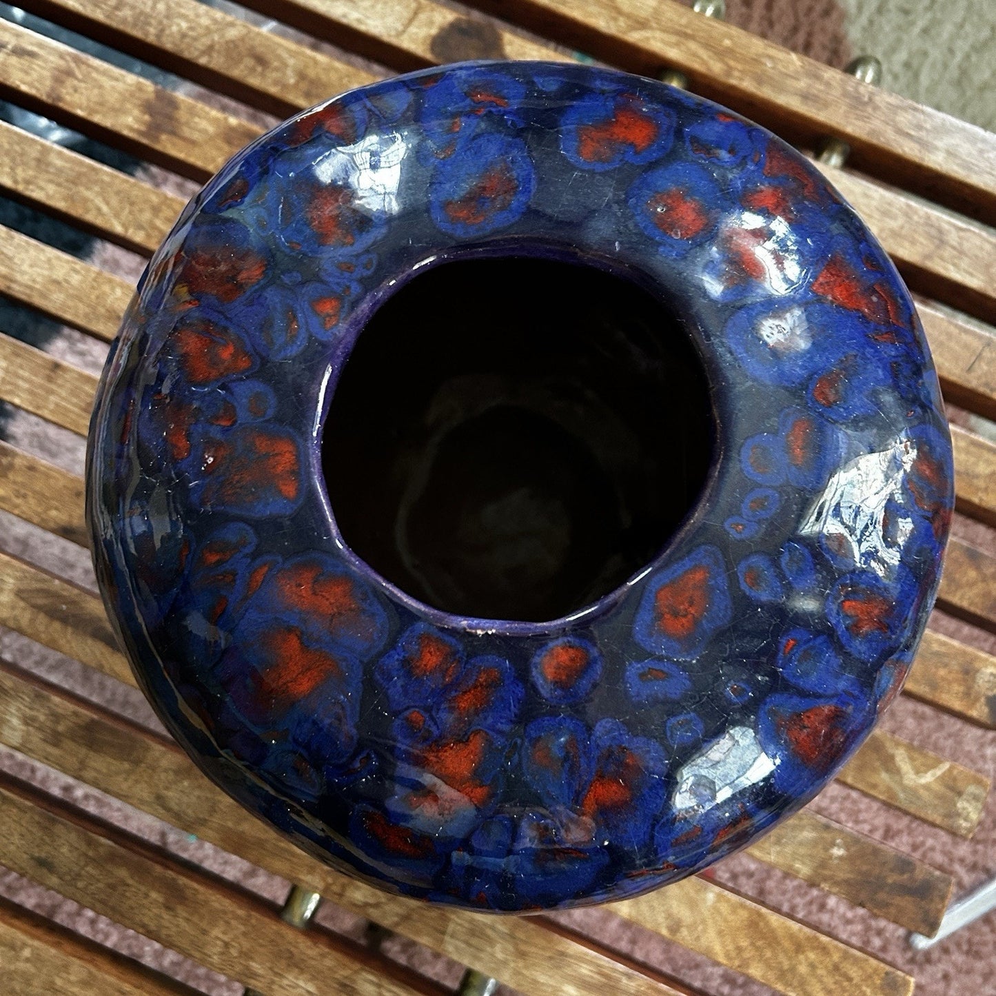 VANNA Handmade Signed Ceramic Vase, Decorative Abstract Blue Red White