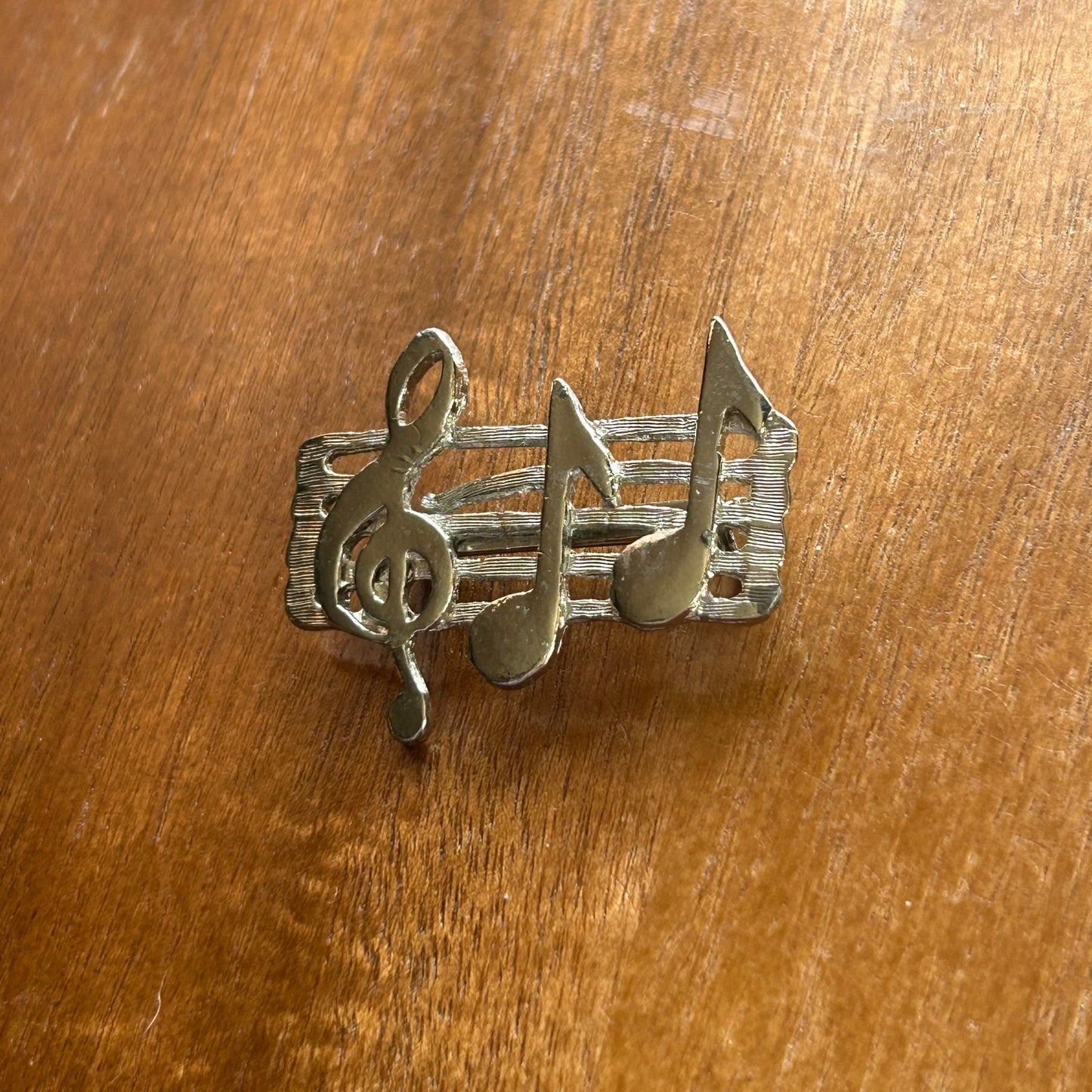 Vintage Silver Tone Music Note Brooch | Treble Clef & Eighth Note Staff Pin | Musician's Statement Jewelry