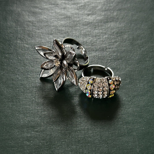Pair Of Adjustable Costume Jewelry Rings