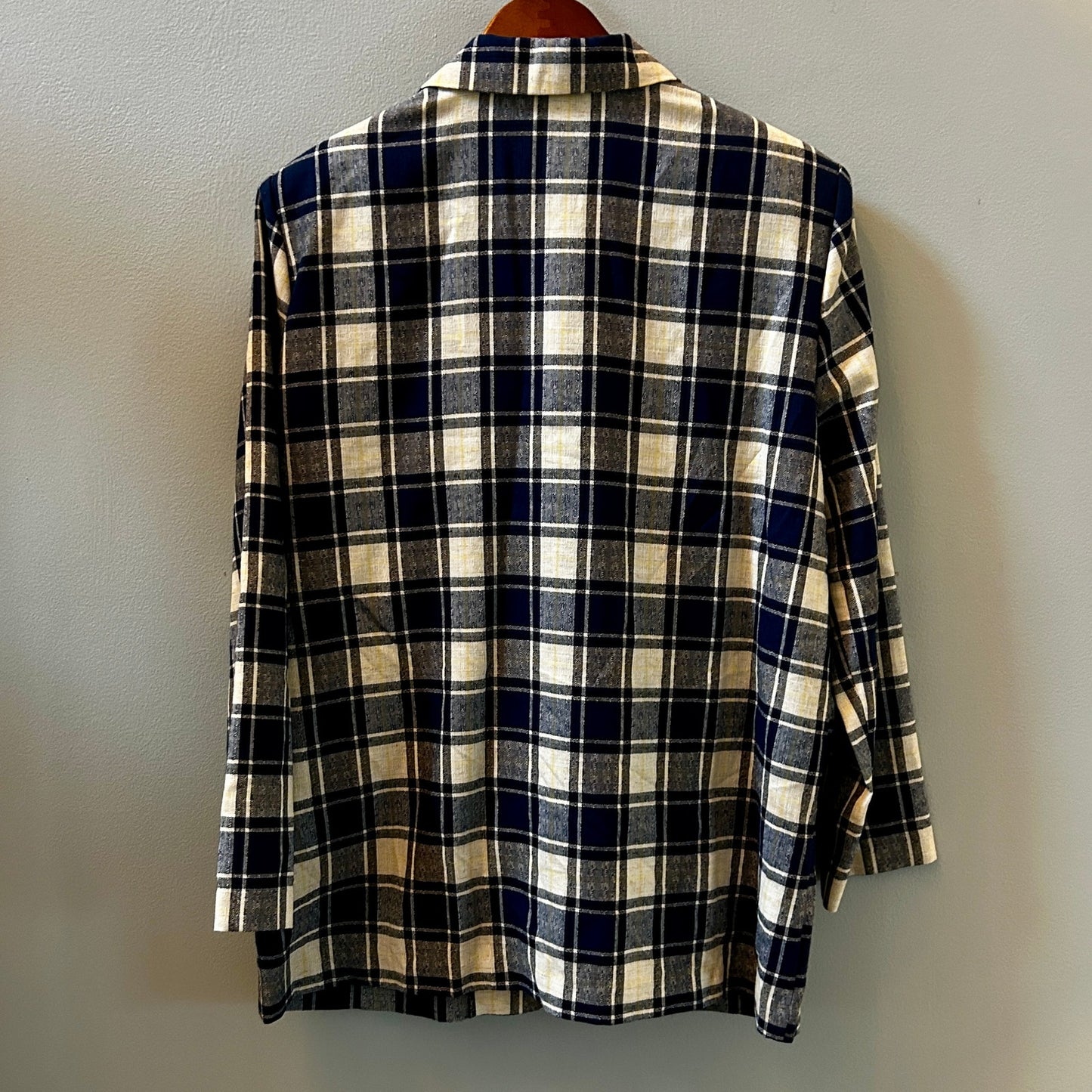 Modern Essentials Women’s Large Plaid Blazer Blue Oversized