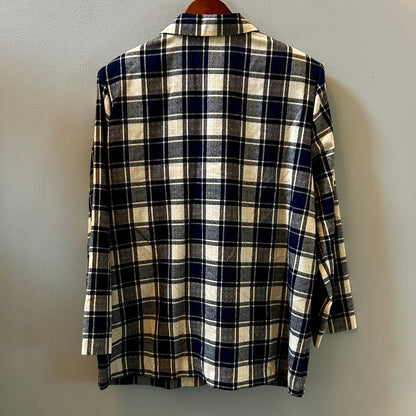 Modern Essentials Women’s Large Plaid Blazer Blue Oversized