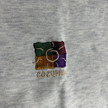 Vintage Pancho Cozumel Embroidered Polo Shirt - Men's Large - Heather Gray - Made in Mexico