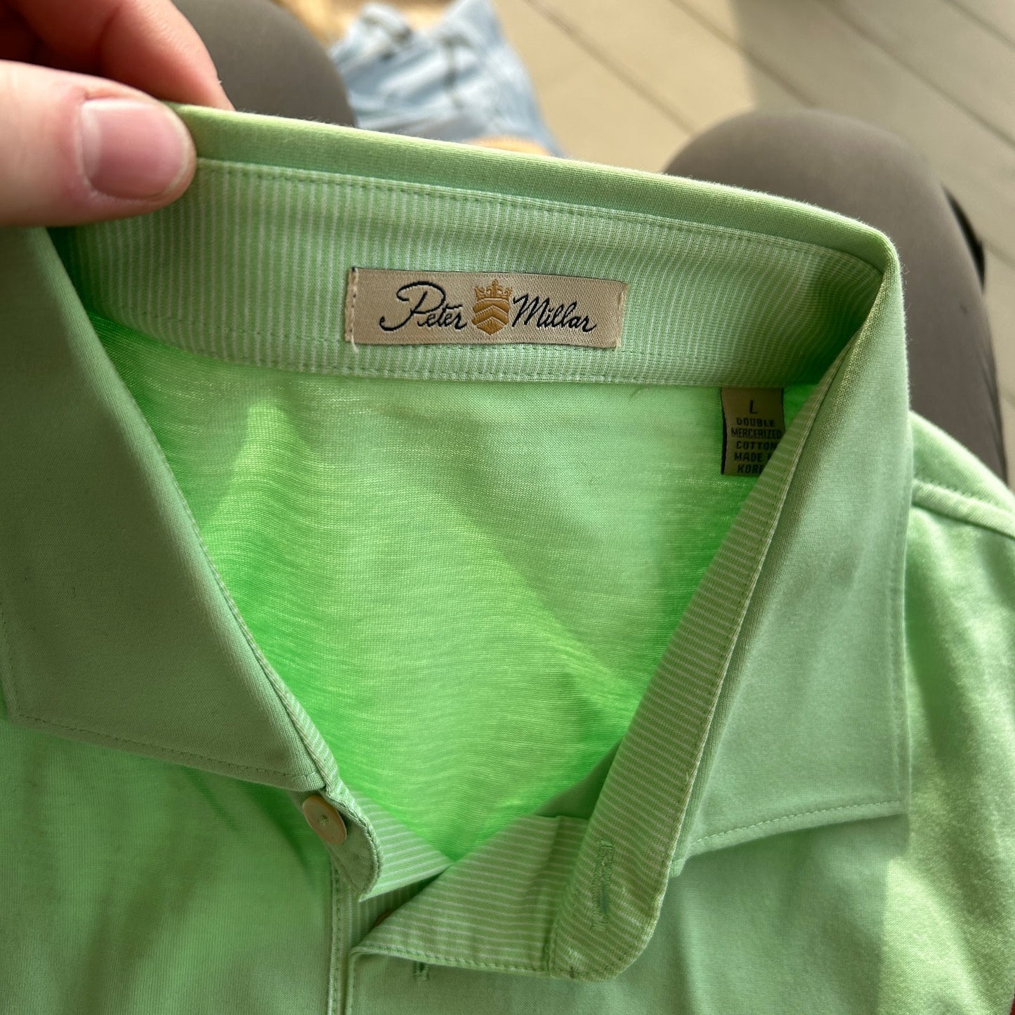 Peter Millar Men's Large Green Golf Polo Shirt - Crown Sport Summer Performance