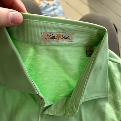 Peter Millar Men's Large Green Golf Polo Shirt - Crown Sport Summer Performance