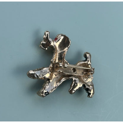 Vintage Gold Tone and Black Enamel Poodle Brooch Pin Mid-Century Kitsch Accessory