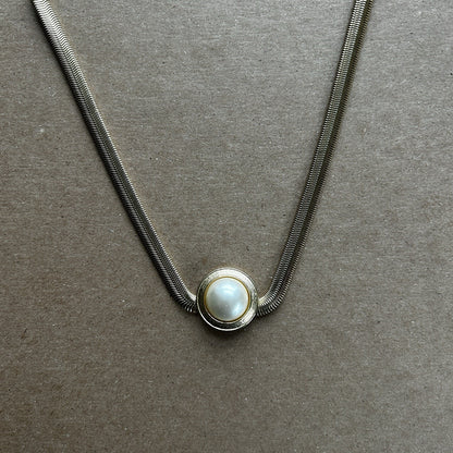 Park Lane Gold Tone Snake Chain Necklace with Imitation Pearl Pendant