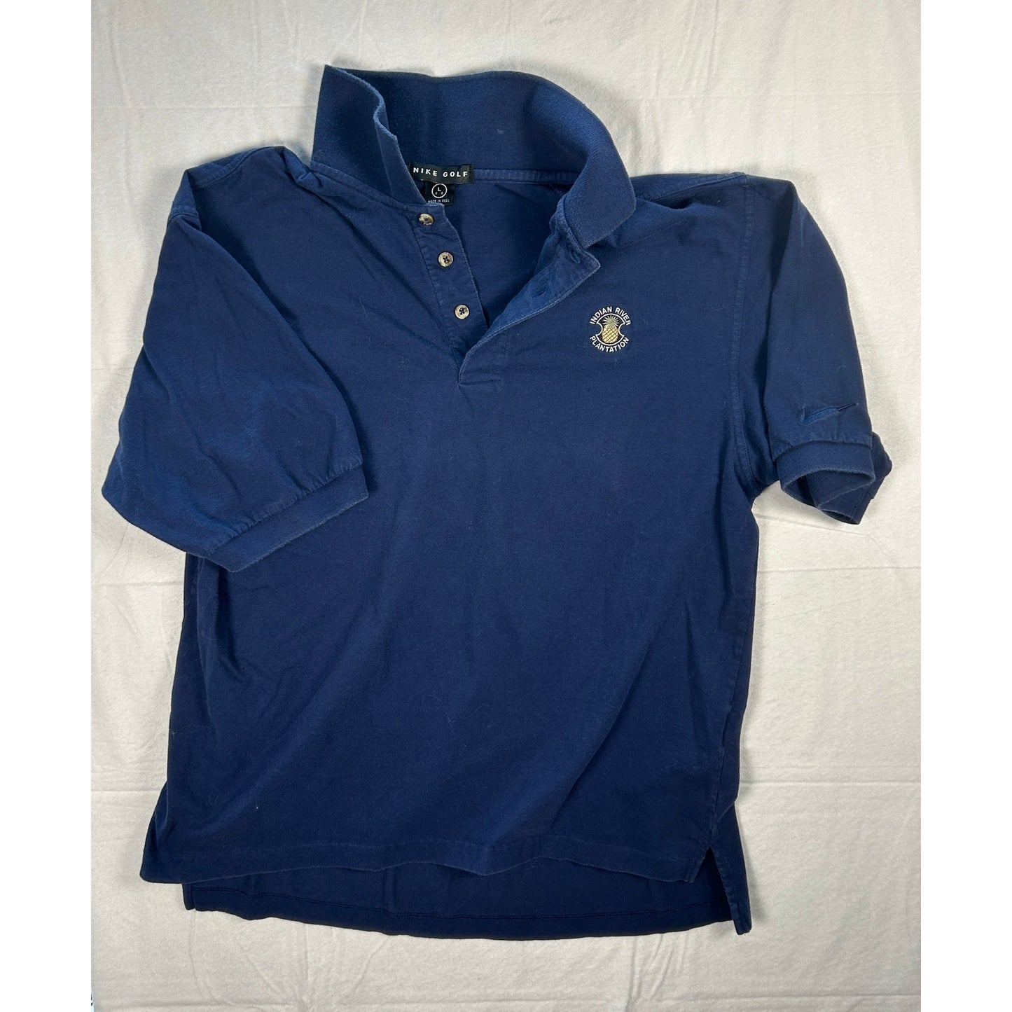 Vintage Nike Golf Men’s Polo Shirt, Navy Blue, Indian River Plantation, Large