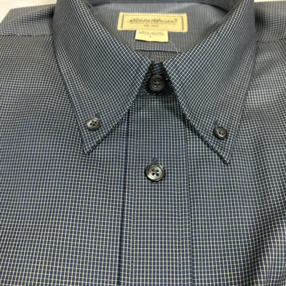 NWT Eddie Bauer Men’s Large Navy Micro-Check Wrinkle-Resistant Dress Shirt