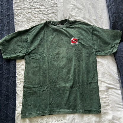 Vintage Tobermory Scuba Diving T-Shirt | Large | Washed Forest Green | Nautical