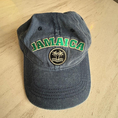 Vintage TBL Jamaica Souvenir Hat - Washed Navy Blue Denim - Palm Tree Logo