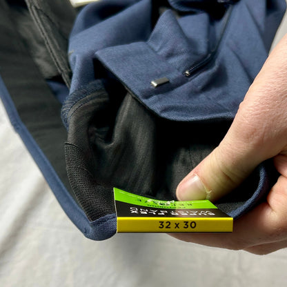 NWT Haggar Men's Super Flex Waistband Dress Pants, 32x30 Navy Blue, Straight Fit