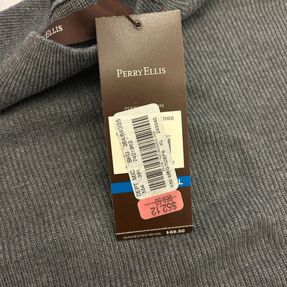 NWT Perry Ellis Men's XL Gray Mock Turtleneck Sweater | Cotton-Rayon Blend