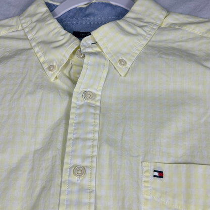 Tommy Hilfiger Men's XL Classic Fit Casual Button Down, Yellow Check Long Sleeve