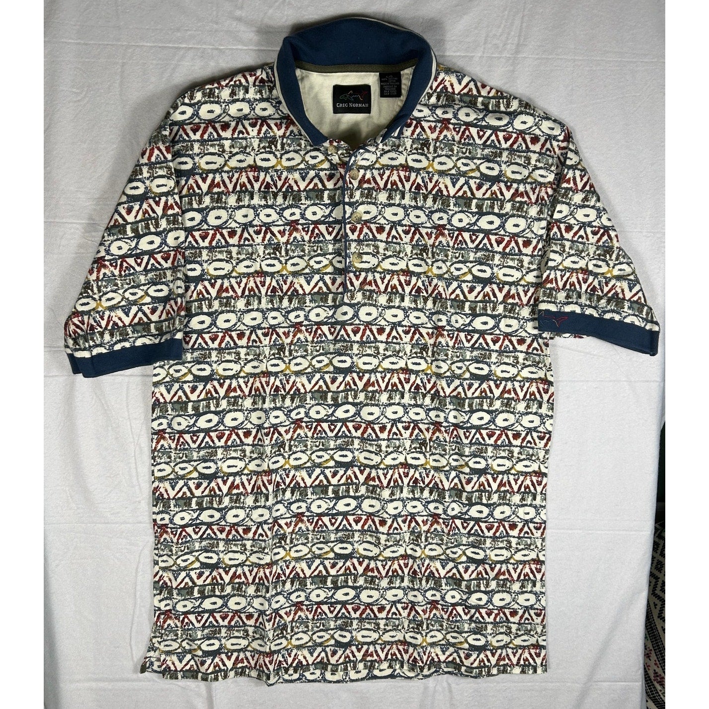 Greg Norman Men's Large Patterned Golf Polo Shirt - Play Dry Performance