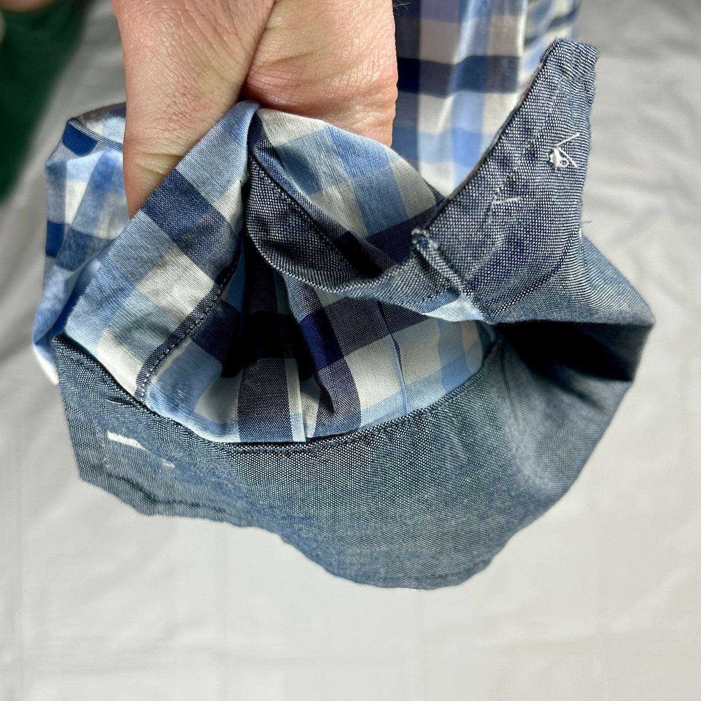 Nautica Classic Fit Plaid Button Down Shirt Size XL | Blue & White Stretch