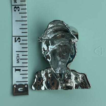 Vintage Emmett Kelly Sad Clown Brooch - Silver Tone Sad Pierrot Hobo Clown Pin - 2.25" Mid-Century Figural Jewelry