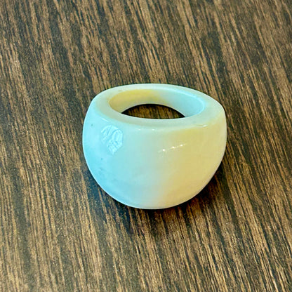 Vintage Chunky White Resin Dome Ring Sculptural