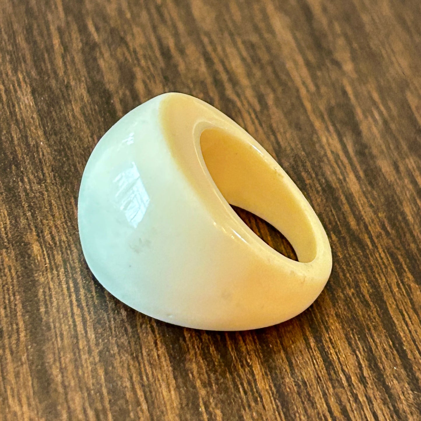 Vintage Chunky White Resin Dome Ring Sculptural
