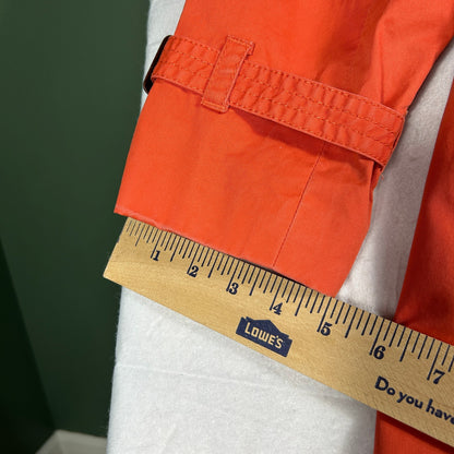 LOFT Petite Vibrant Coral Orange Trench Coat - Women’s LP - Striped Lining - Spring Jacket