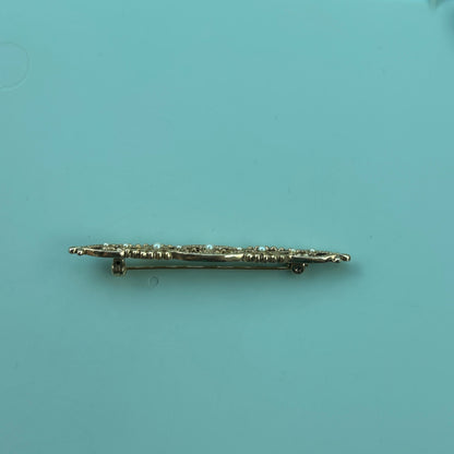 Vintage Gold Tone Filigree Bar Brooch with Faux Pearl Accents Elegant Bar Pin
