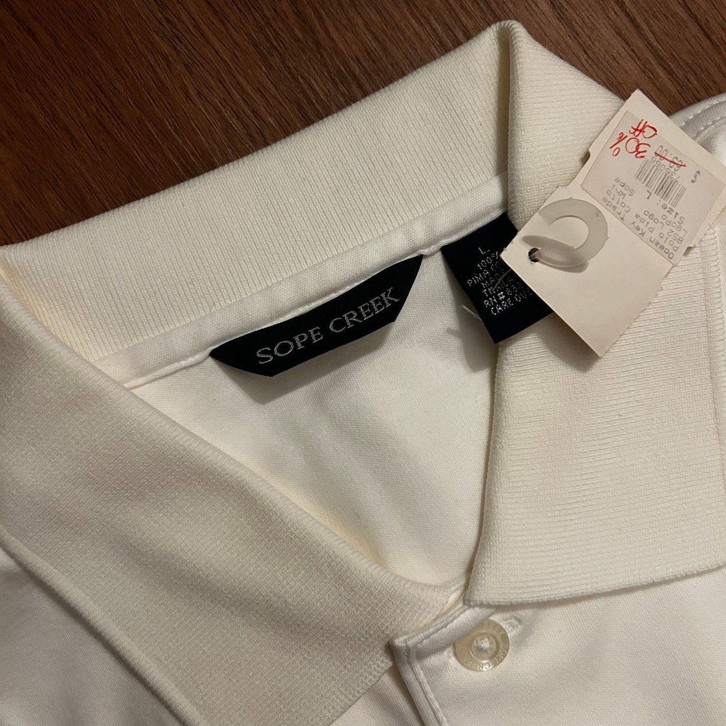 NWT Sope Creek Ocean Key Resort & Spa Luxury Pima Cotton Polo - Men’s L - White