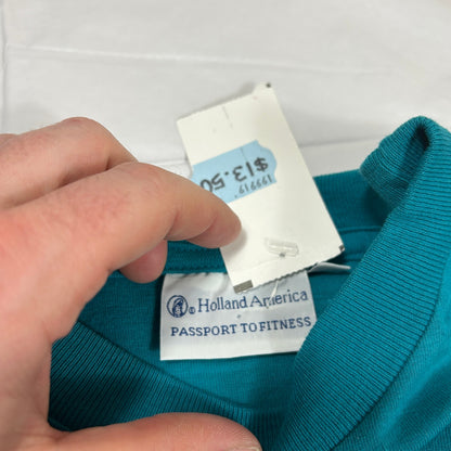 NWT Vintage 90s Holland America "Passport to Fitness" Teal T-Shirt - Men's XL
